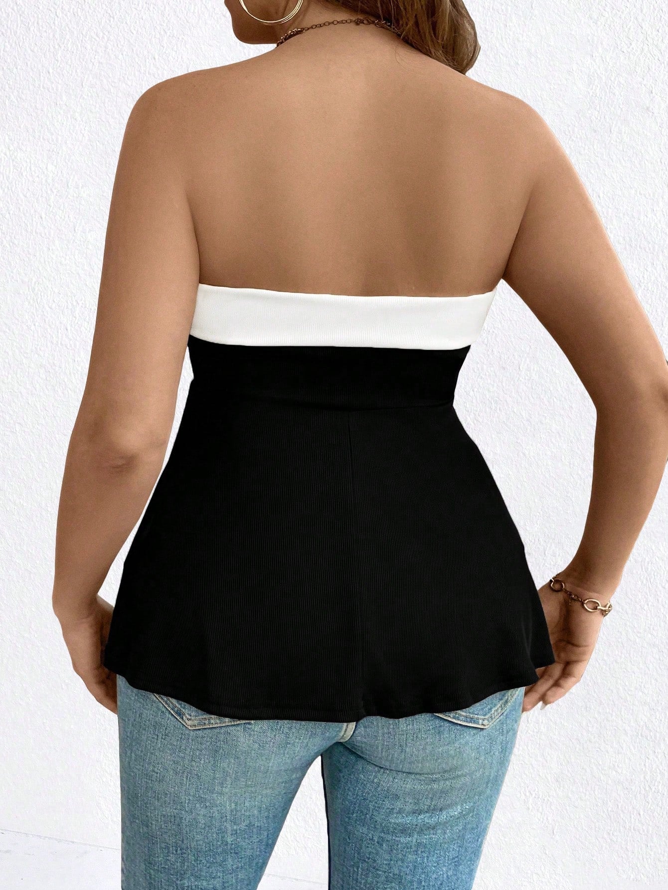 Easura Plus Size Women Solid Color Sleeveless Ruffle Hem Casual Cami Top