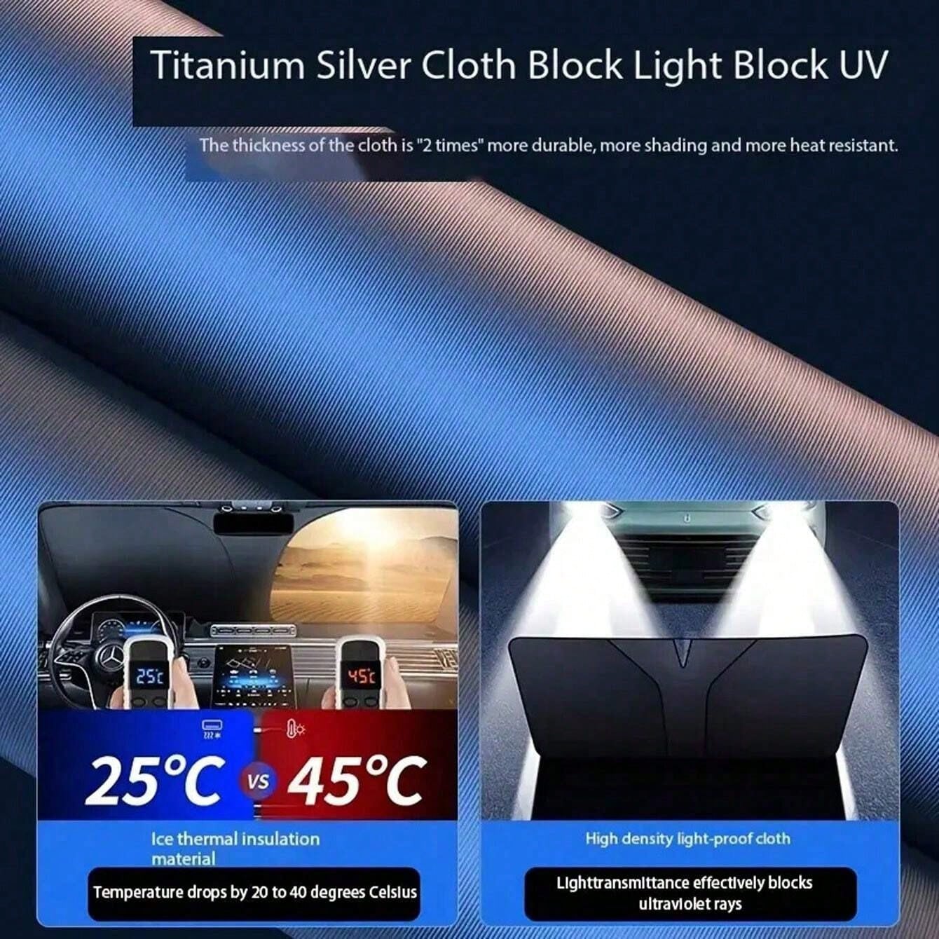 Easypie Selection 1pc Foldable Car Sunshade, Double Ring Sunshade, Heat Insulating Car Sunshade, Front Sunshade, Car Sunshade, Reflective Sunshade, Standard Size (57 Inches X 31 Inches)- Front Positi