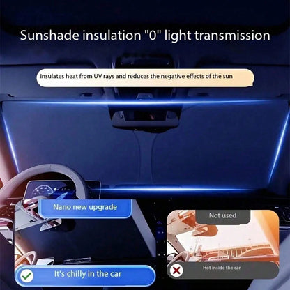 Easypie Selection 1pc Foldable Car Sunshade, Double Ring Sunshade, Heat Insulating Car Sunshade, Front Sunshade, Car Sunshade, Reflective Sunshade, Standard Size (57 Inches X 31 Inches)- Front Positi