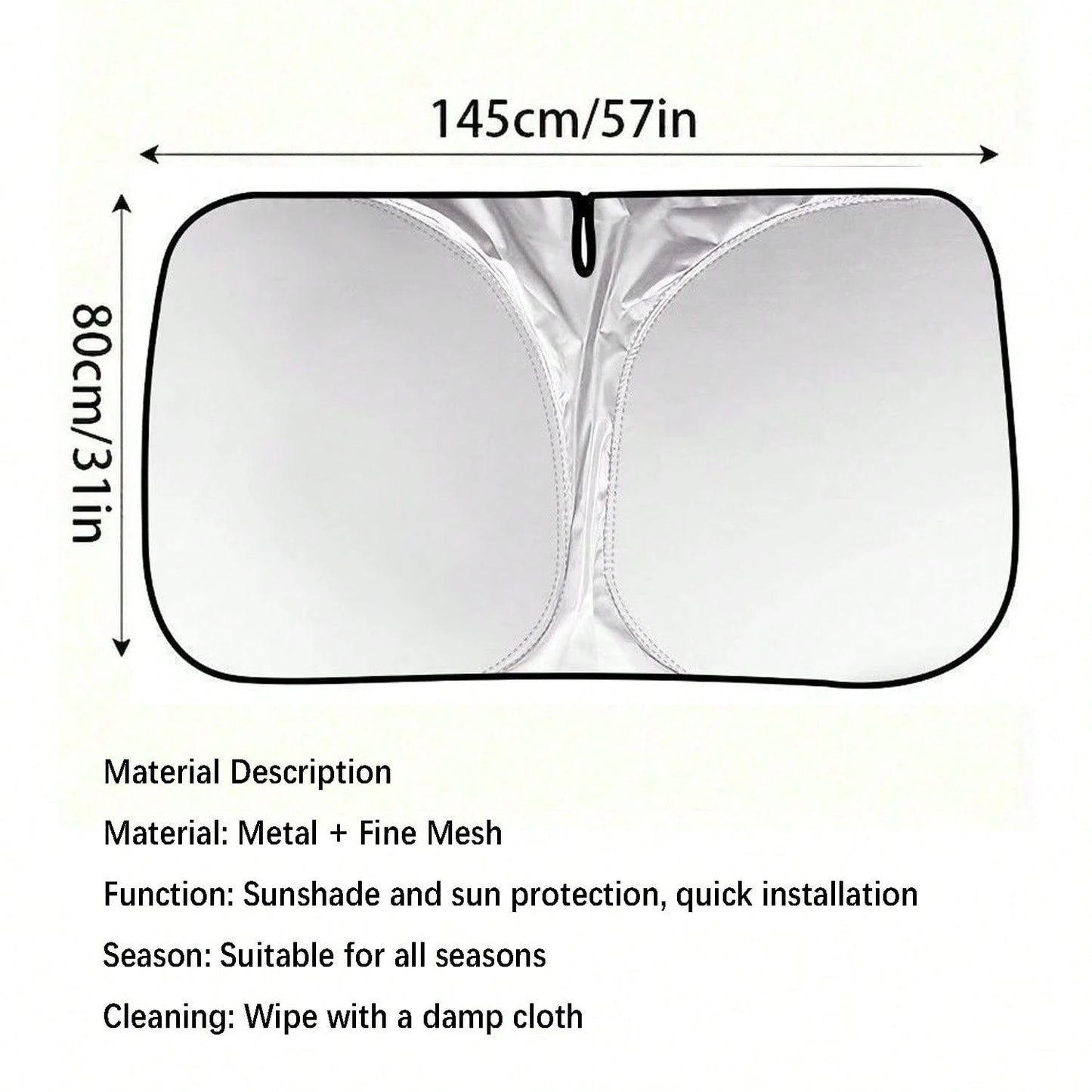 Easypie Selection 1pc Foldable Car Sunshade, Double Ring Sunshade, Heat Insulating Car Sunshade, Front Sunshade, Car Sunshade, Reflective Sunshade, Standard Size (57 Inches X 31 Inches)- Front Positi