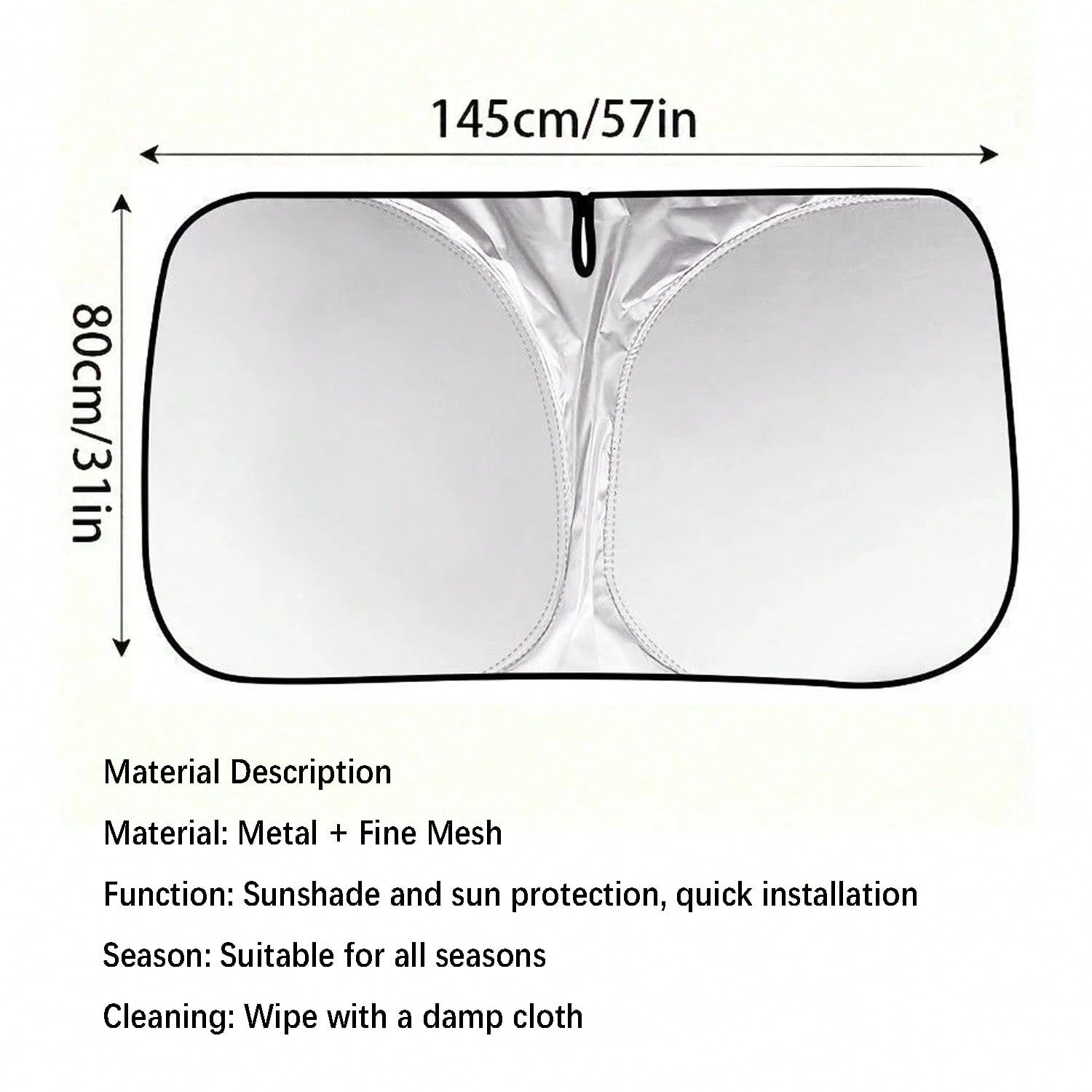 Easypie Selection 1pc Foldable Car Sunshade, Double Ring Sunshade, Heat Insulating Car Sunshade, Front Sunshade, Car Sunshade, Reflective Sunshade, Standard Size (57 Inches X 31 Inches)- Front Positi