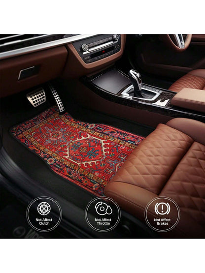Easypie Selection Car Floor Mats 4pcs Set/2pcs Set, Vintage Oriental Turkish Carpet Front And Rear Carpet Mats Decorative Car Floor Mats Non-Slip Auto Accessories Universal For Car SUV Truck Van