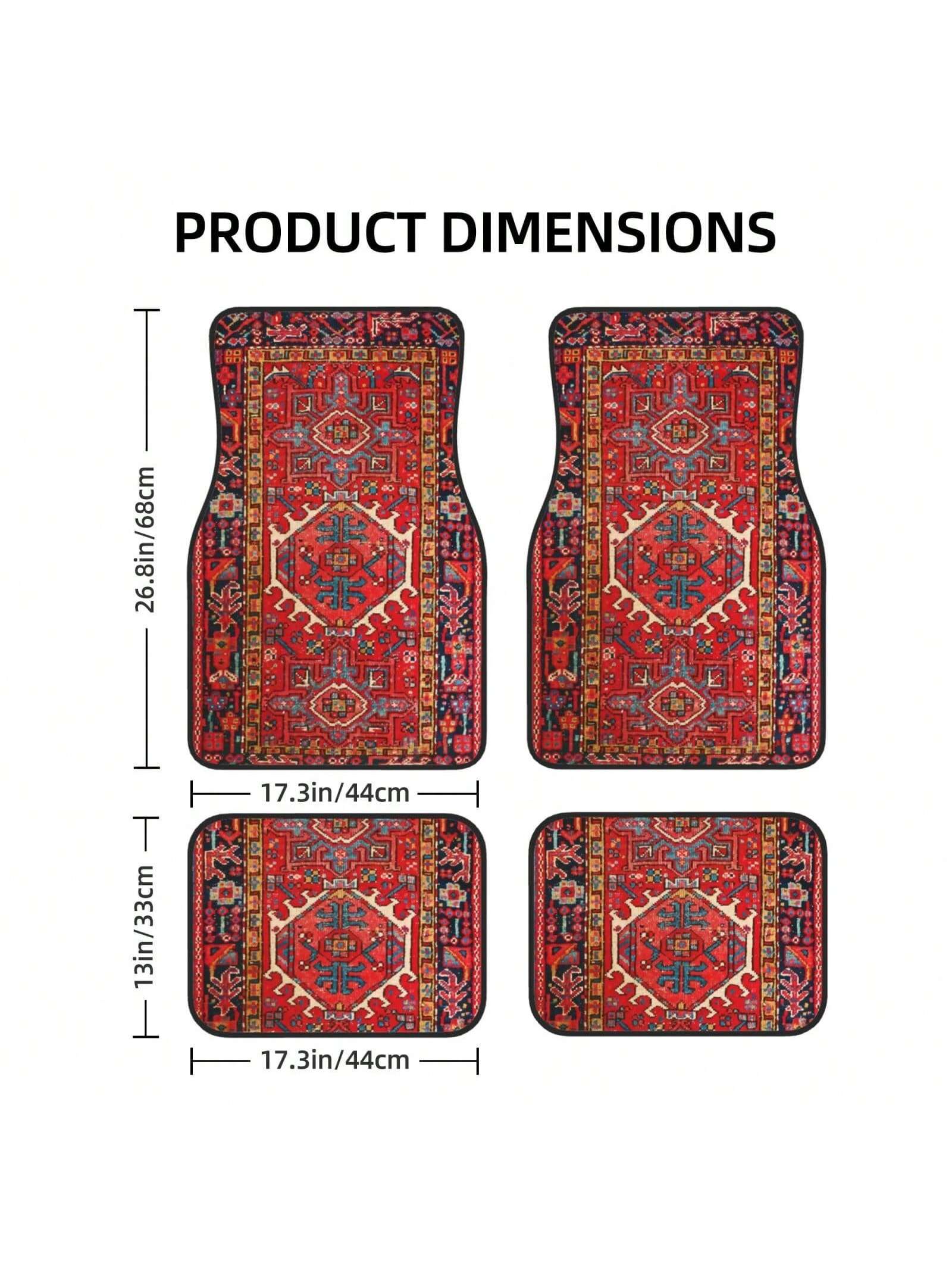 Easypie Selection Car Floor Mats 4pcs Set/2pcs Set, Vintage Oriental Turkish Carpet Front And Rear Carpet Mats Decorative Car Floor Mats Non-Slip Auto Accessories Universal For Car SUV Truck Van