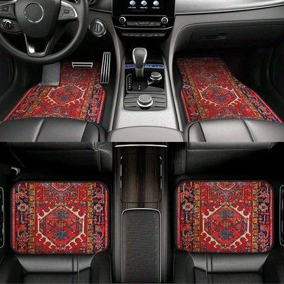 Easypie Selection Car Floor Mats 4pcs Set/2pcs Set, Vintage Oriental Turkish Carpet Front And Rear Carpet Mats Decorative Car Floor Mats Non-Slip Auto Accessories Universal For Car SUV Truck Van