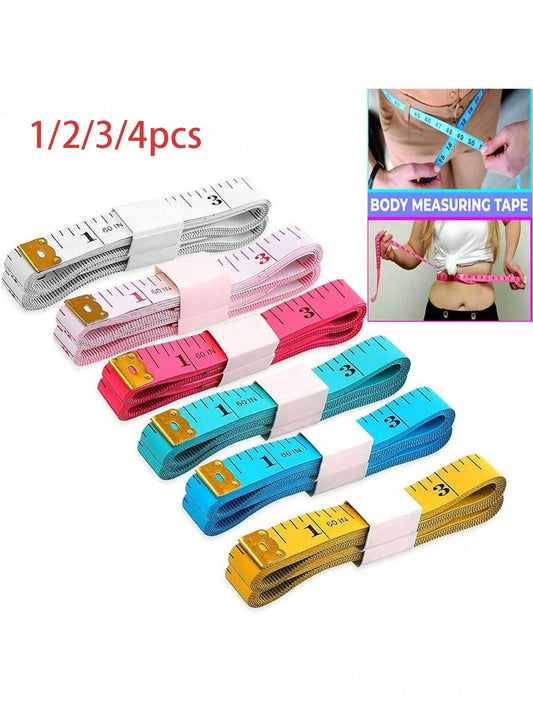 EDCUEBE7 1/2/3/4pcs Soft Measuring Tape, Cloth Sewing Fabric Tailor Small Waist Pink Mini Ruler Body Measurement Tape For Body Measurement, Weight Loss, 150cm/60 Inch (Random Color)