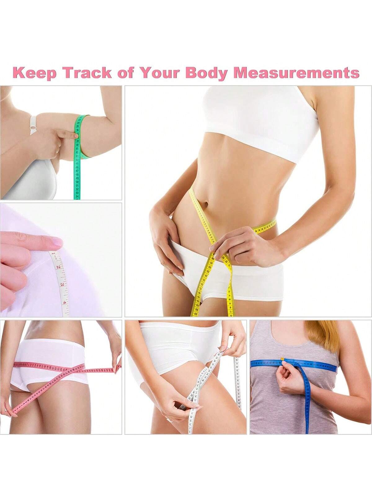 EDCUEBE7 1/2/3/4pcs Soft Measuring Tape, Cloth Sewing Fabric Tailor Small Waist Pink Mini Ruler Body Measurement Tape For Body Measurement, Weight Loss, 150cm/60 Inch (Random Color)