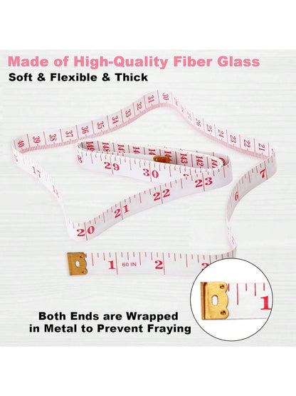 EDCUEBE7 1/2/3/4pcs Soft Measuring Tape, Cloth Sewing Fabric Tailor Small Waist Pink Mini Ruler Body Measurement Tape For Body Measurement, Weight Loss, 150cm/60 Inch (Random Color)