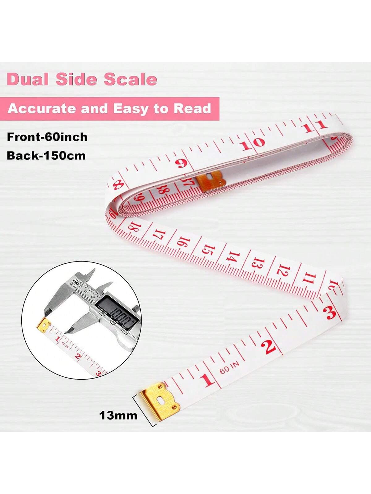 EDCUEBE7 1/2/3/4pcs Soft Measuring Tape, Cloth Sewing Fabric Tailor Small Waist Pink Mini Ruler Body Measurement Tape For Body Measurement, Weight Loss, 150cm/60 Inch (Random Color)