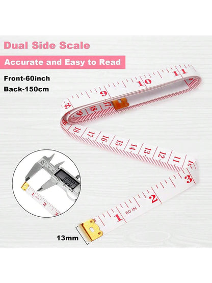 EDCUEBE7 1/2/3/4pcs Soft Measuring Tape, Cloth Sewing Fabric Tailor Small Waist Pink Mini Ruler Body Measurement Tape For Body Measurement, Weight Loss, 150cm/60 Inch (Random Color)
