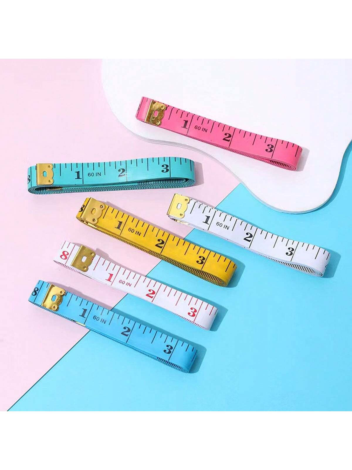 EDCUEBE7 1/2/3/4pcs Soft Measuring Tape, Cloth Sewing Fabric Tailor Small Waist Pink Mini Ruler Body Measurement Tape For Body Measurement, Weight Loss, 150cm/60 Inch (Random Color)