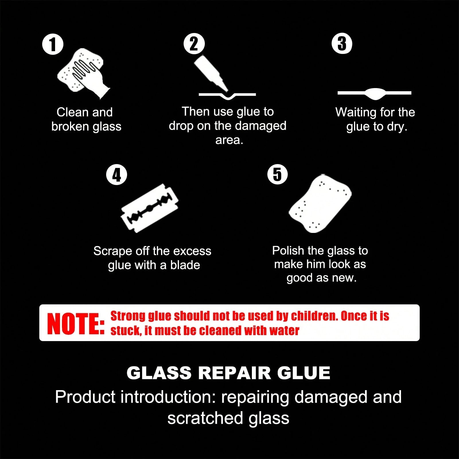 EELHOE 2 In 1 Car Windshield Repair Kit – Professional Crack & Scratch Fix Liquid, Quick Dry Cyanoacrylate Adhesive For Glass, DIY Windshield Chip Repair For Cars, SUVs, Trucks (Long-Lasting Results)