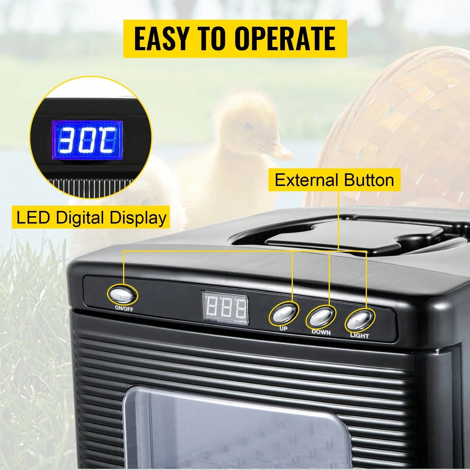 Egg Incubator And Hatcher 25L Black Reptile Egg Incubator 5-42°C Scientific Hatcher Heating Bright LED Digital Display For Small Animals