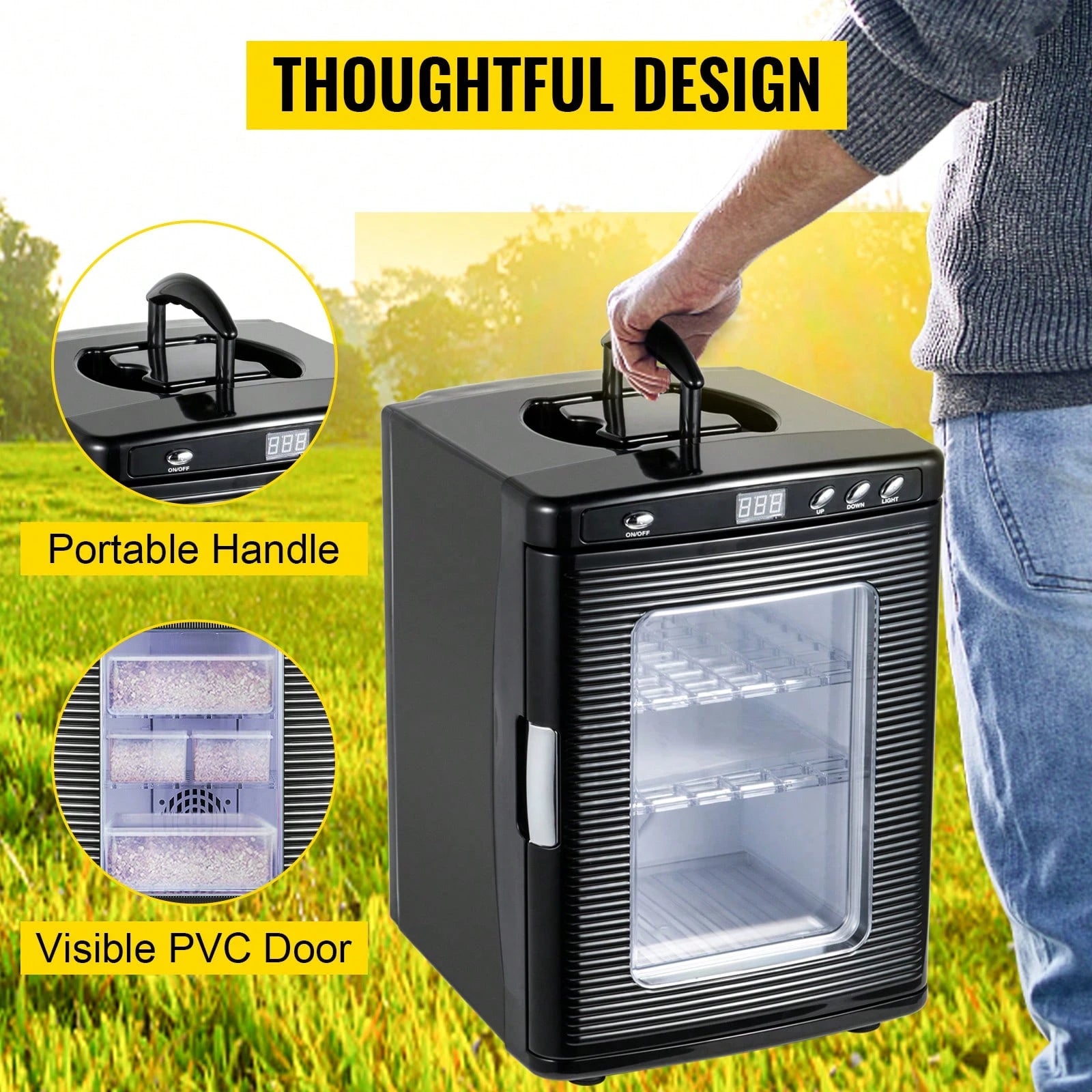 Egg Incubator And Hatcher 25L Black Reptile Egg Incubator 5-42°C Scientific Hatcher Heating Bright LED Digital Display For Small Animals