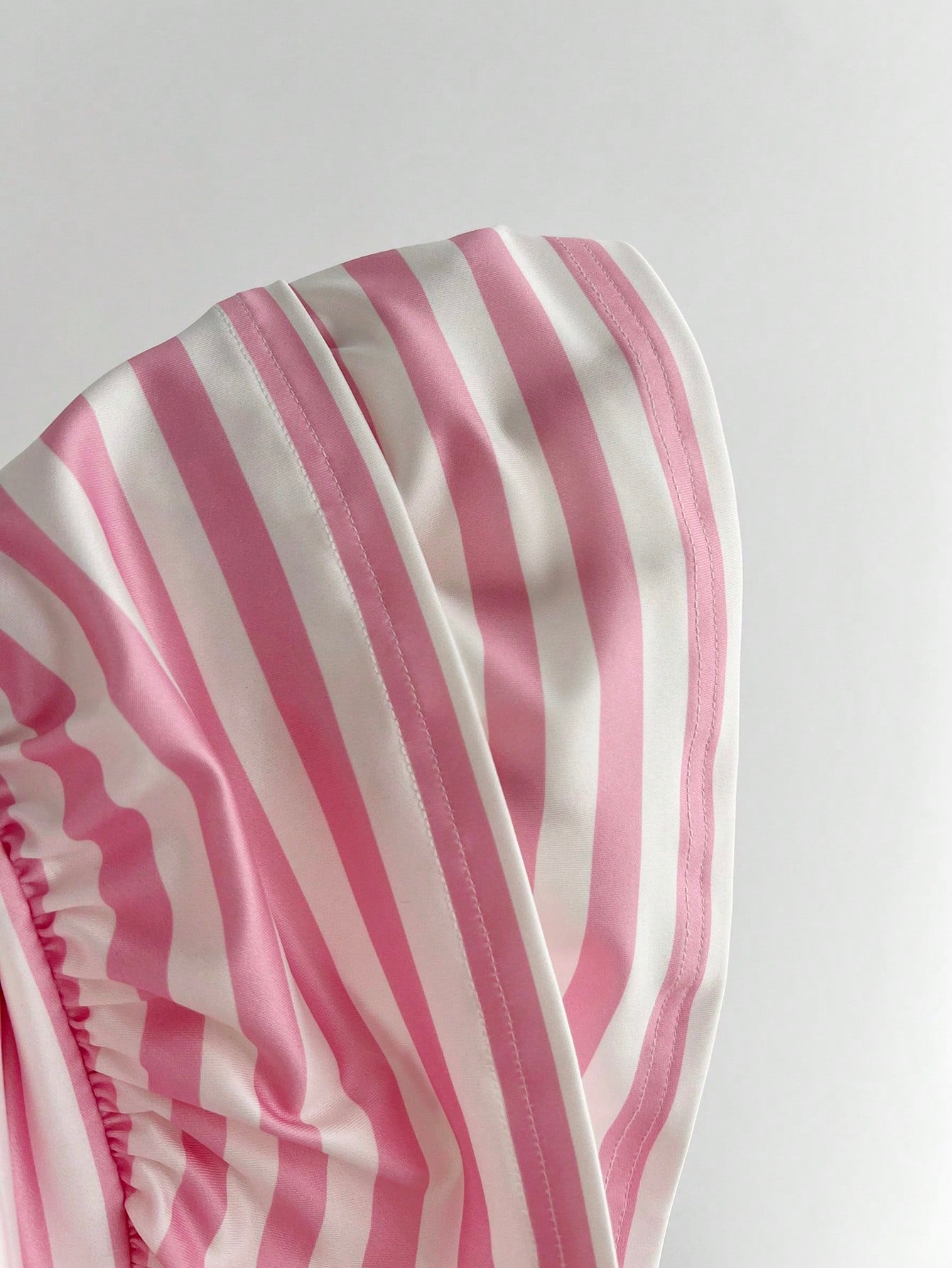 Elamini Women's Summer Minimalist Sexy Pink Striped Casual Minimalist Halter Neck Tie-Up Mini Dress