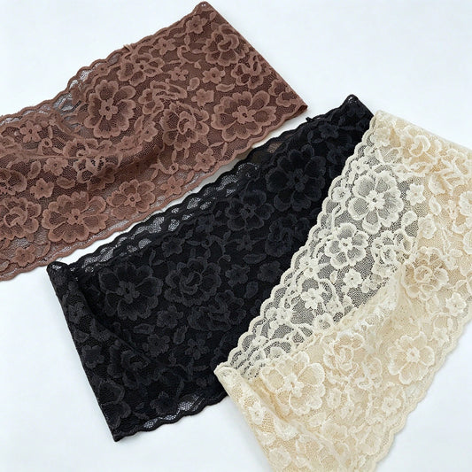 Elastic Wide Lace Headband Hair Accessory, Simple Floral Trim Headband