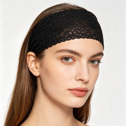 Elastic Wide Lace Headband Hair Accessory, Simple Floral Trim Headband