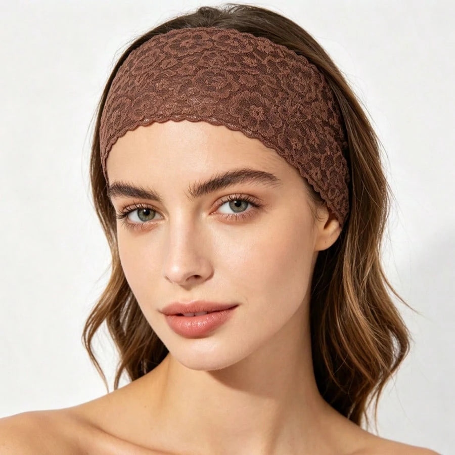 Elastic Wide Lace Headband Hair Accessory, Simple Floral Trim Headband