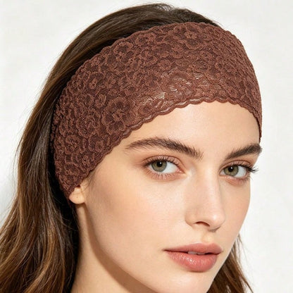 Elastic Wide Lace Headband Hair Accessory, Simple Floral Trim Headband