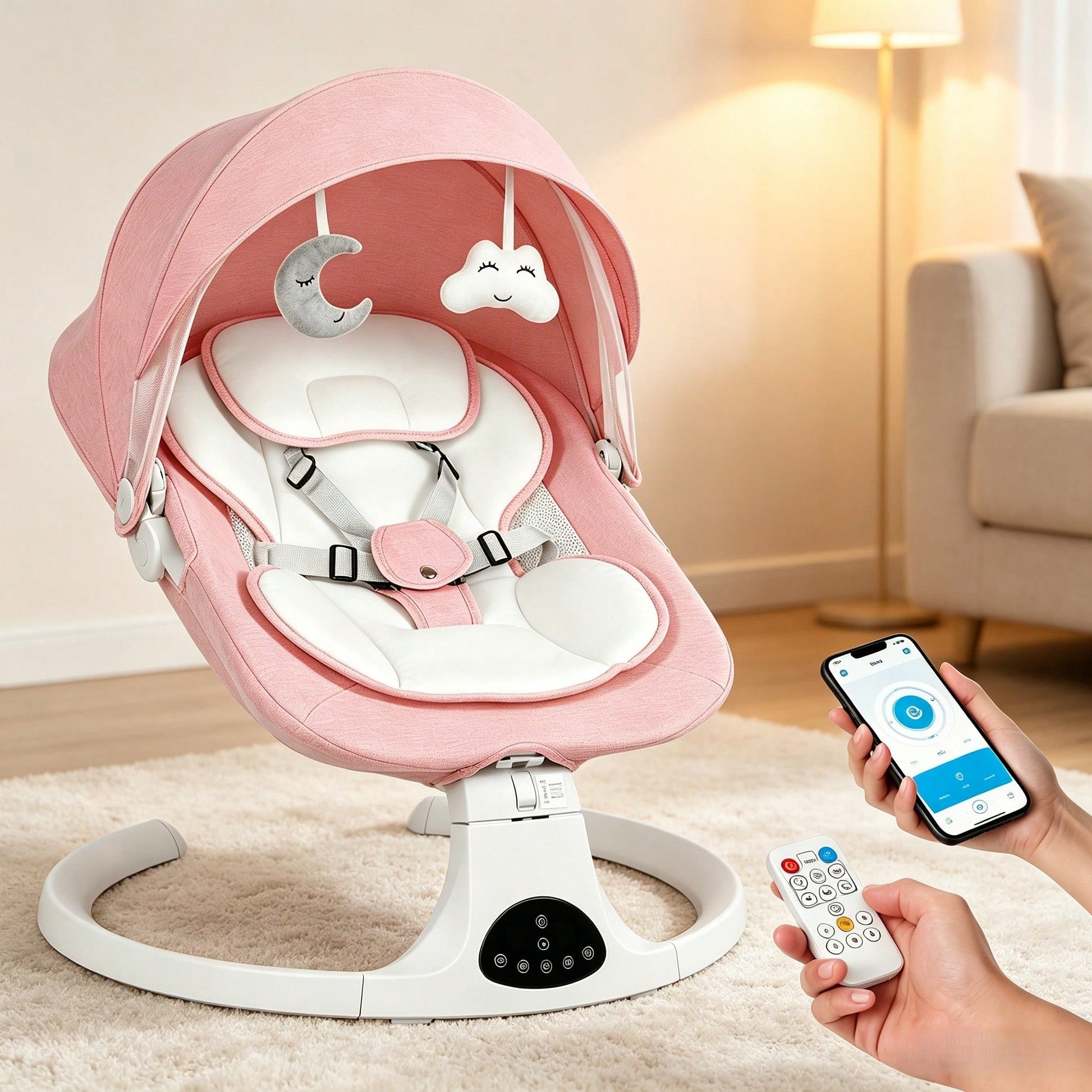 Electric Baby Swing,Baby Bouncer,Electric Cradle With Music,5Speed Auto Swing,3Position Adjustable Seat,10 Lullabies,Dual Power&Remote Control,Newborn