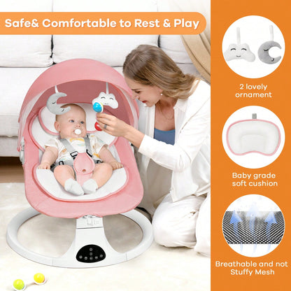 Electric Baby Swing,Baby Bouncer,Electric Cradle With Music,5Speed Auto Swing,3Position Adjustable Seat,10 Lullabies,Dual Power&Remote Control,Newborn