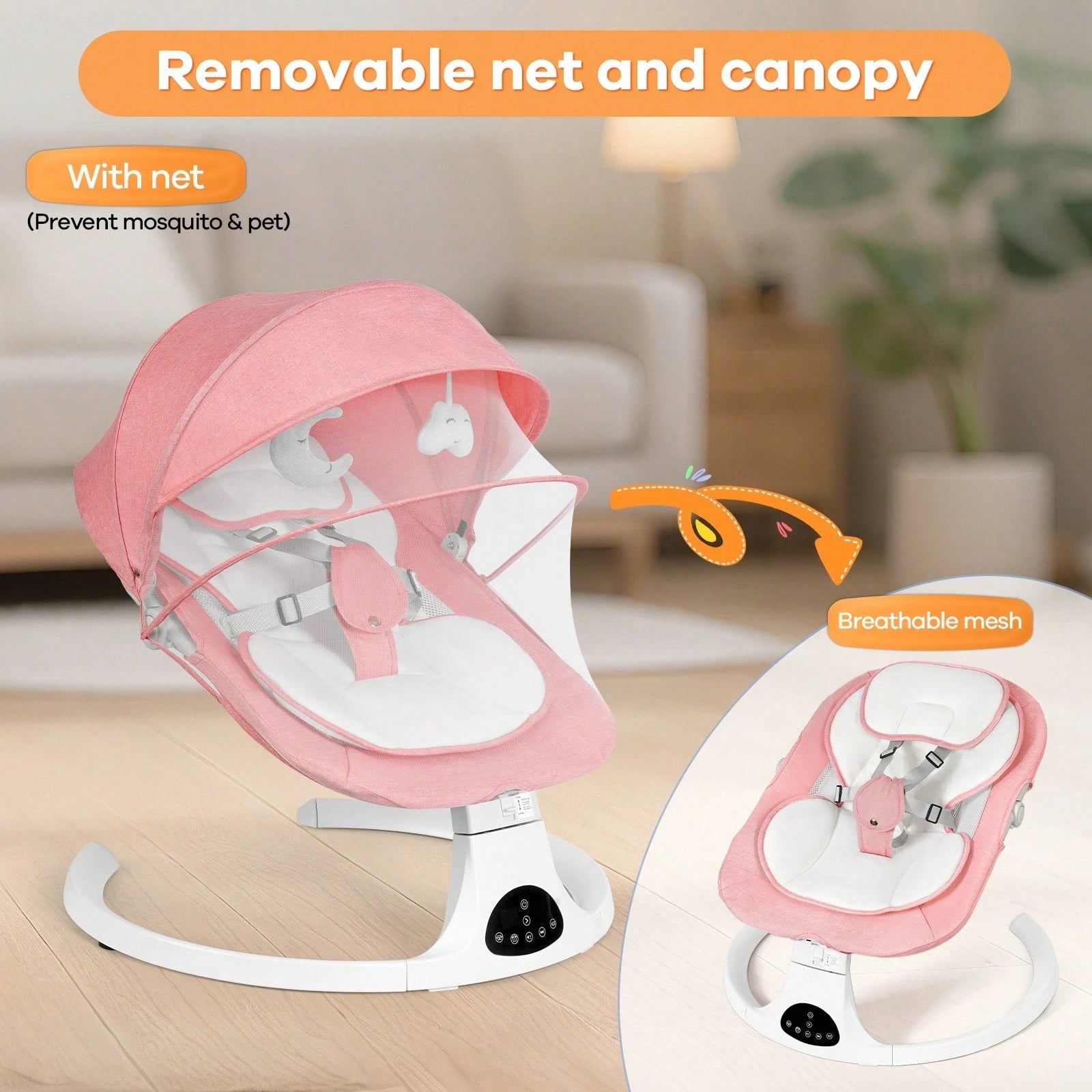 Electric Baby Swing,Baby Bouncer,Electric Cradle With Music,5Speed Auto Swing,3Position Adjustable Seat,10 Lullabies,Dual Power&Remote Control,Newborn