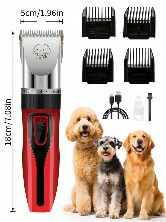 Electric Pet Grooming Clipper, Suitable For Brushing Dense Fur, Low Noise Wireless Dog Shaver, Electric Push-Style Dog & Cat Hair Trimmer, Dog Hair Trimmer, Pet Hair Trimmer (Red)