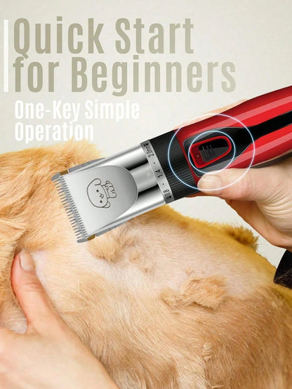 Electric Pet Grooming Clipper, Suitable For Brushing Dense Fur, Low Noise Wireless Dog Shaver, Electric Push-Style Dog & Cat Hair Trimmer, Dog Hair Trimmer, Pet Hair Trimmer (Red)