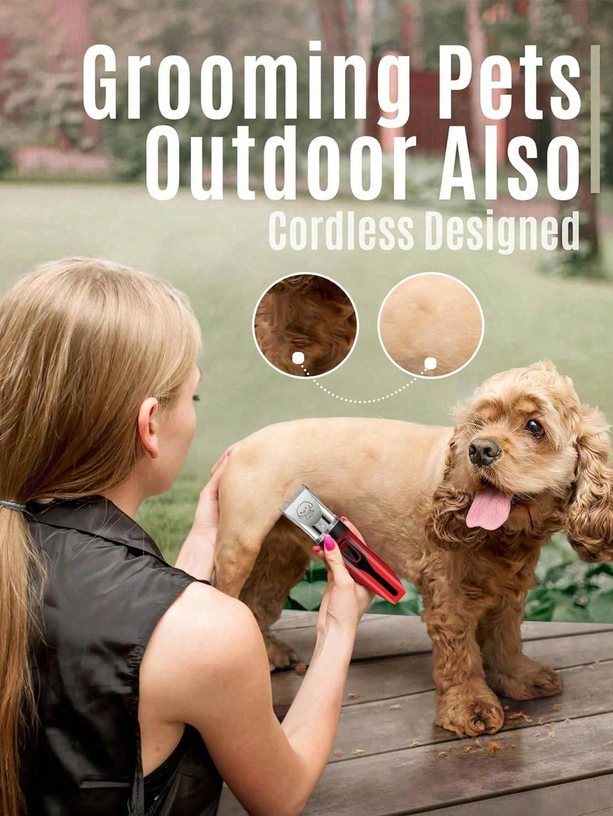 Electric Pet Grooming Clipper, Suitable For Brushing Dense Fur, Low Noise Wireless Dog Shaver, Electric Push-Style Dog & Cat Hair Trimmer, Dog Hair Trimmer, Pet Hair Trimmer (Red)