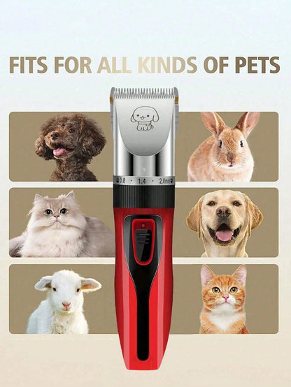 Electric Pet Grooming Clipper, Suitable For Brushing Dense Fur, Low Noise Wireless Dog Shaver, Electric Push-Style Dog & Cat Hair Trimmer, Dog Hair Trimmer, Pet Hair Trimmer (Red)