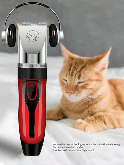 Electric Pet Grooming Clipper, Suitable For Brushing Dense Fur, Low Noise Wireless Dog Shaver, Electric Push-Style Dog & Cat Hair Trimmer, Dog Hair Trimmer, Pet Hair Trimmer (Red)