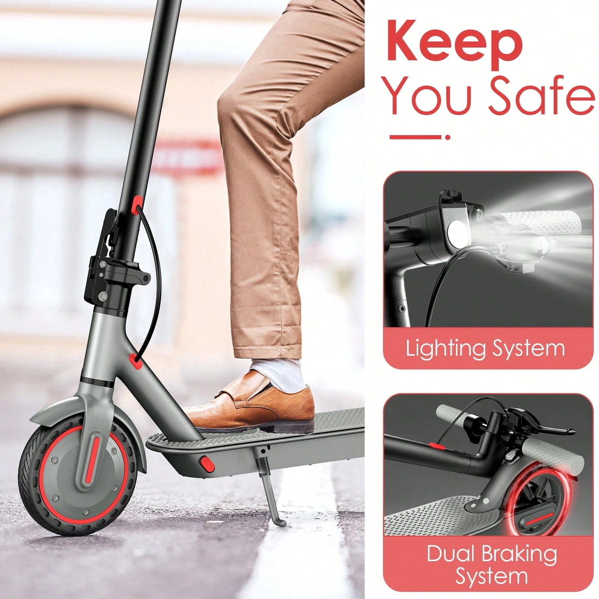 Electric Scooter For Adults, Up To 19 Mph, 19 Miles Range & 264 Lbs Load, Aluminum Alloy E-Scooter With 350W Motor, Foldable Escooter With Dual Braking System