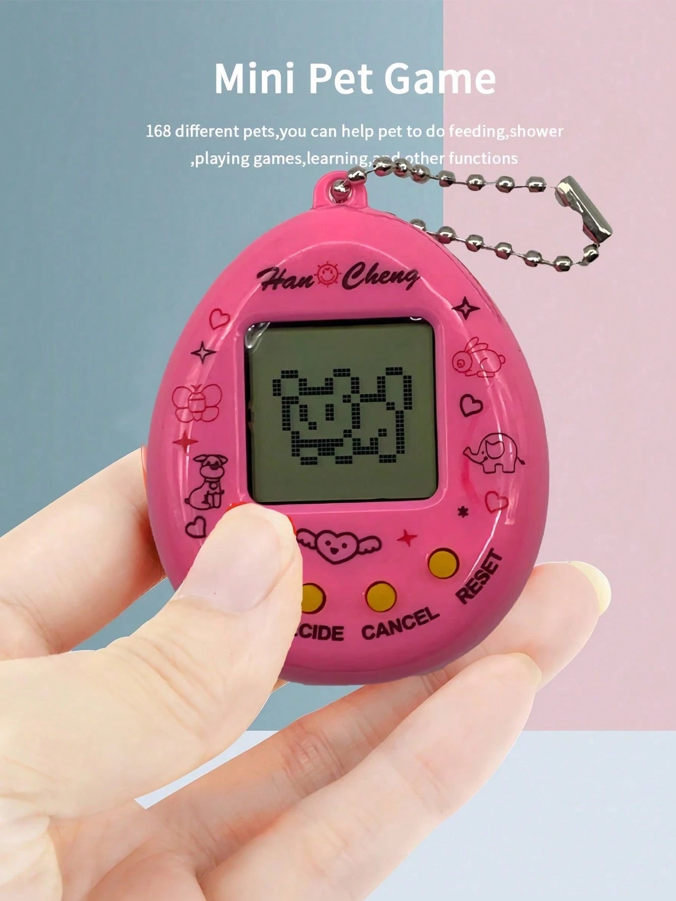 Electronic Pet Game Handheld Retro Game Console, 168-In-1 Games, Black & White Screen, Keychain Pendant Decor, Virtual Pet, Gift For Teens, College Students, Office Workers, Includes Battery