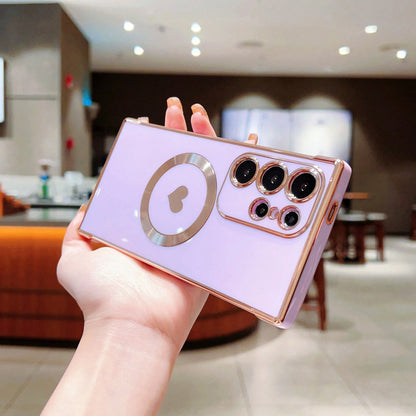 Electroplated Heart-Shaped Case Suitable For S25U Phone Case, S25FE Magnetic Suction, S25/S24 Simple Solid Color Soft Case. It Is The Best Gift Choice For Friends Or Familycheetah Print Clear Phone Ca