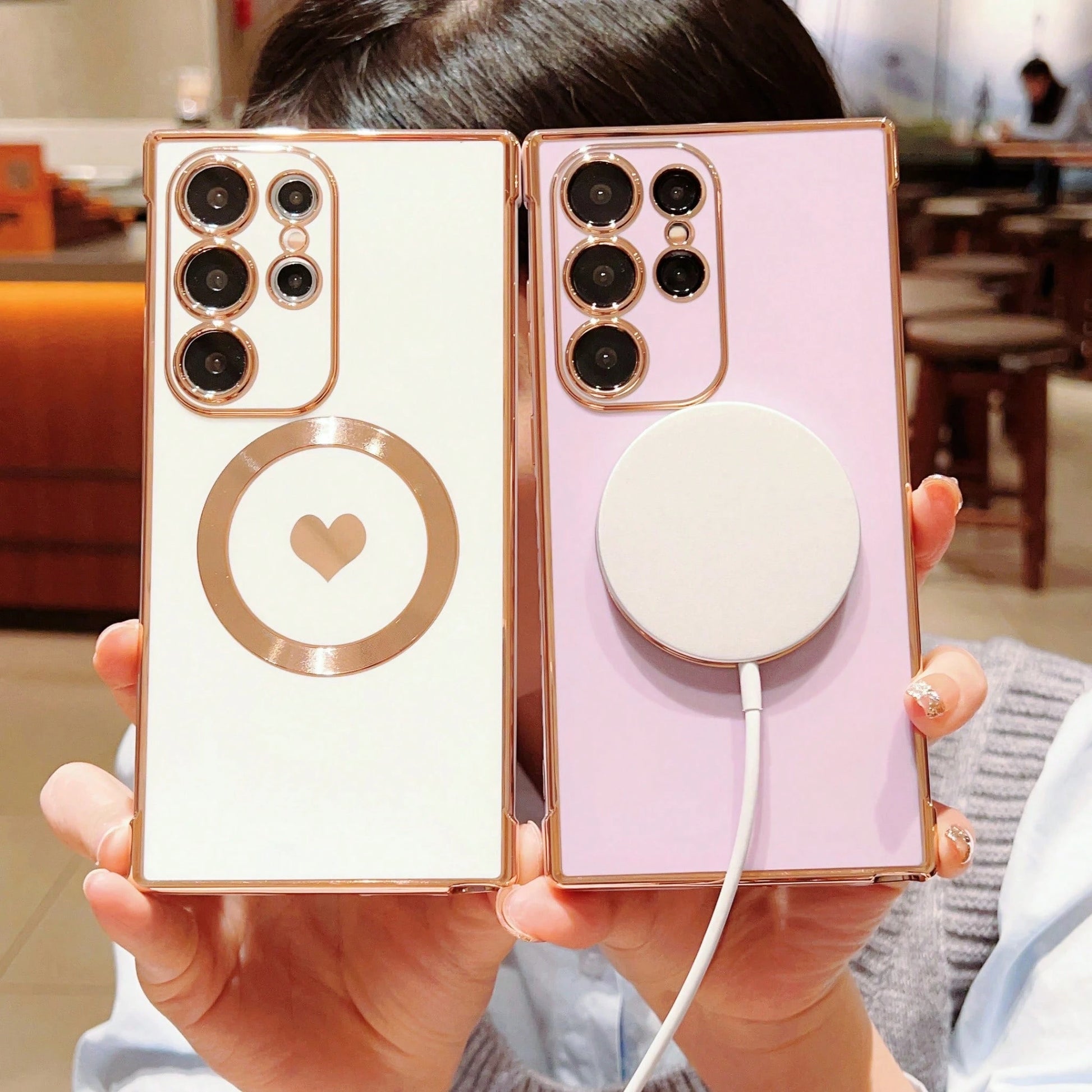 Electroplated Heart-Shaped Case Suitable For S25U Phone Case, S25FE Magnetic Suction, S25/S24 Simple Solid Color Soft Case. It Is The Best Gift Choice For Friends Or Familycheetah Print Clear Phone Ca