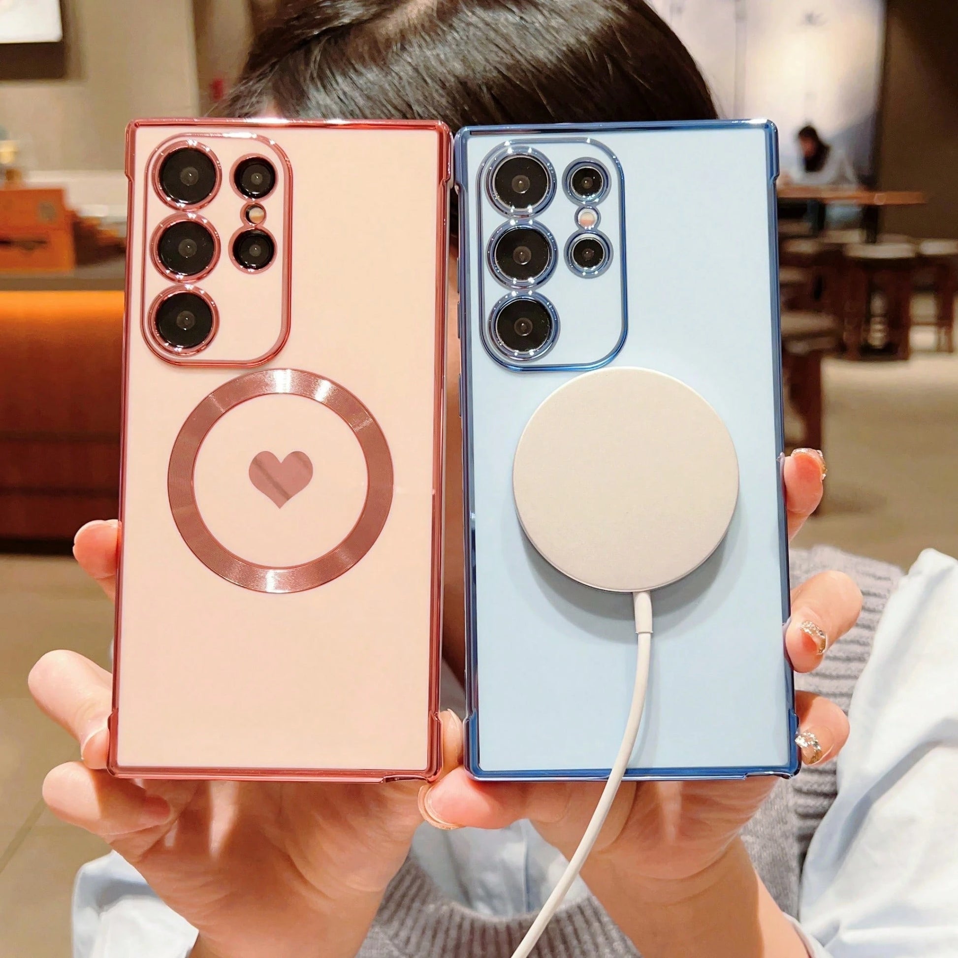 Electroplated Heart-Shaped Case Suitable For S25U Phone Case, S25FE Magnetic Suction, S25/S24 Simple Solid Color Soft Case. It Is The Best Gift Choice For Friends Or Familycheetah Print Clear Phone Ca