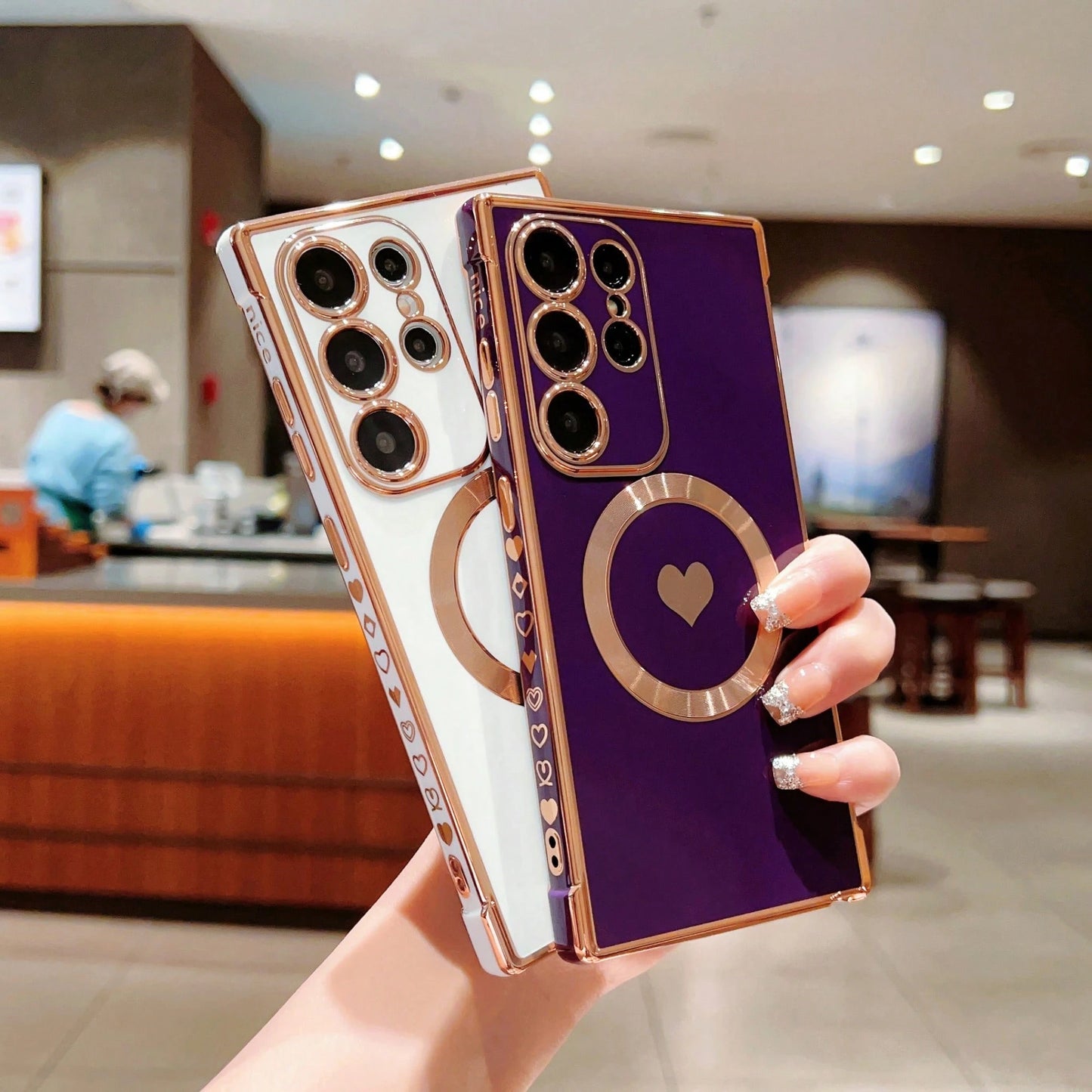 Electroplated Heart-Shaped Case Suitable For S25U Phone Case, S25FE Magnetic Suction, S25/S24 Simple Solid Color Soft Case. It Is The Best Gift Choice For Friends Or Familycheetah Print Clear Phone Ca