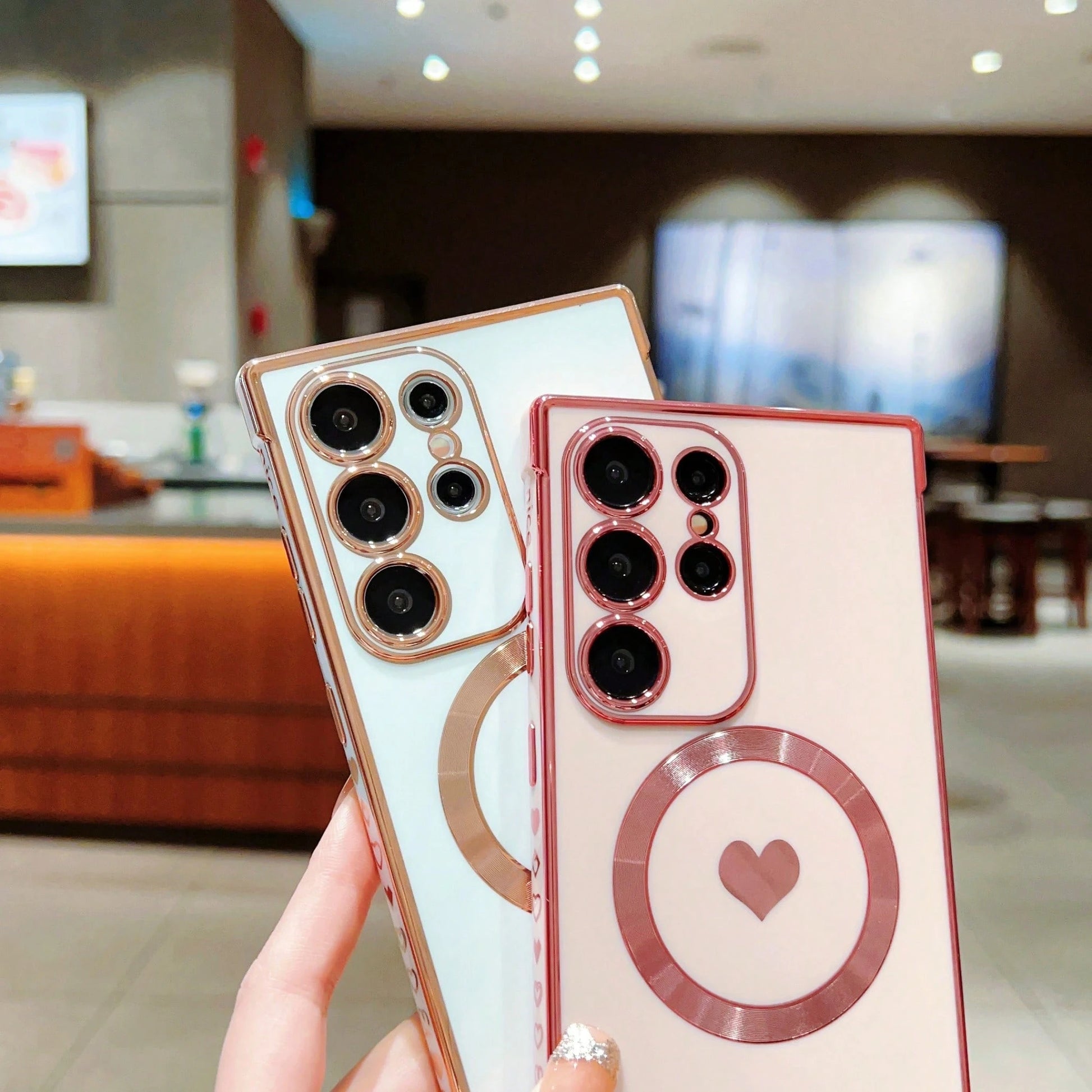 Electroplated Heart-Shaped Case Suitable For S25U Phone Case, S25FE Magnetic Suction, S25/S24 Simple Solid Color Soft Case. It Is The Best Gift Choice For Friends Or Familycheetah Print Clear Phone Ca