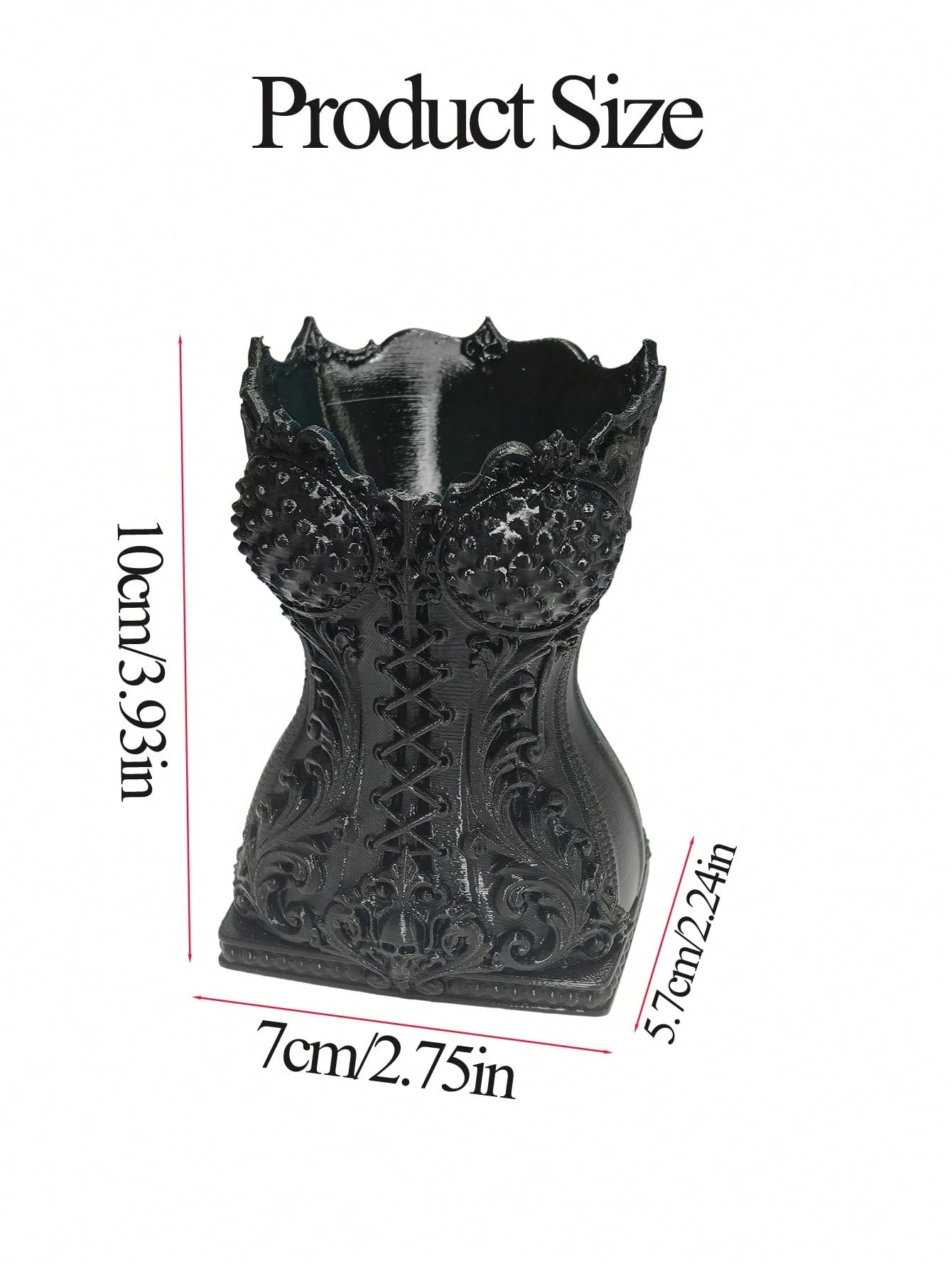 Elegant Black Gothic Corset Style Pen Holder, Decorative Storage Accessory, Vintage Embossed Skull Pattern Pencil Holder, Makeup Brush Storage Bucket, Desktop Decor Organizer, Suitable For Room Vanity
