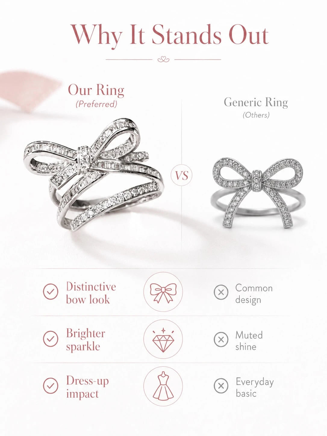 Elegant Bow Statement Ring For Women, Sparkling Ribbon Design Ring, Chic Gift Jewelry For Party, Date Night And Everyday Style
