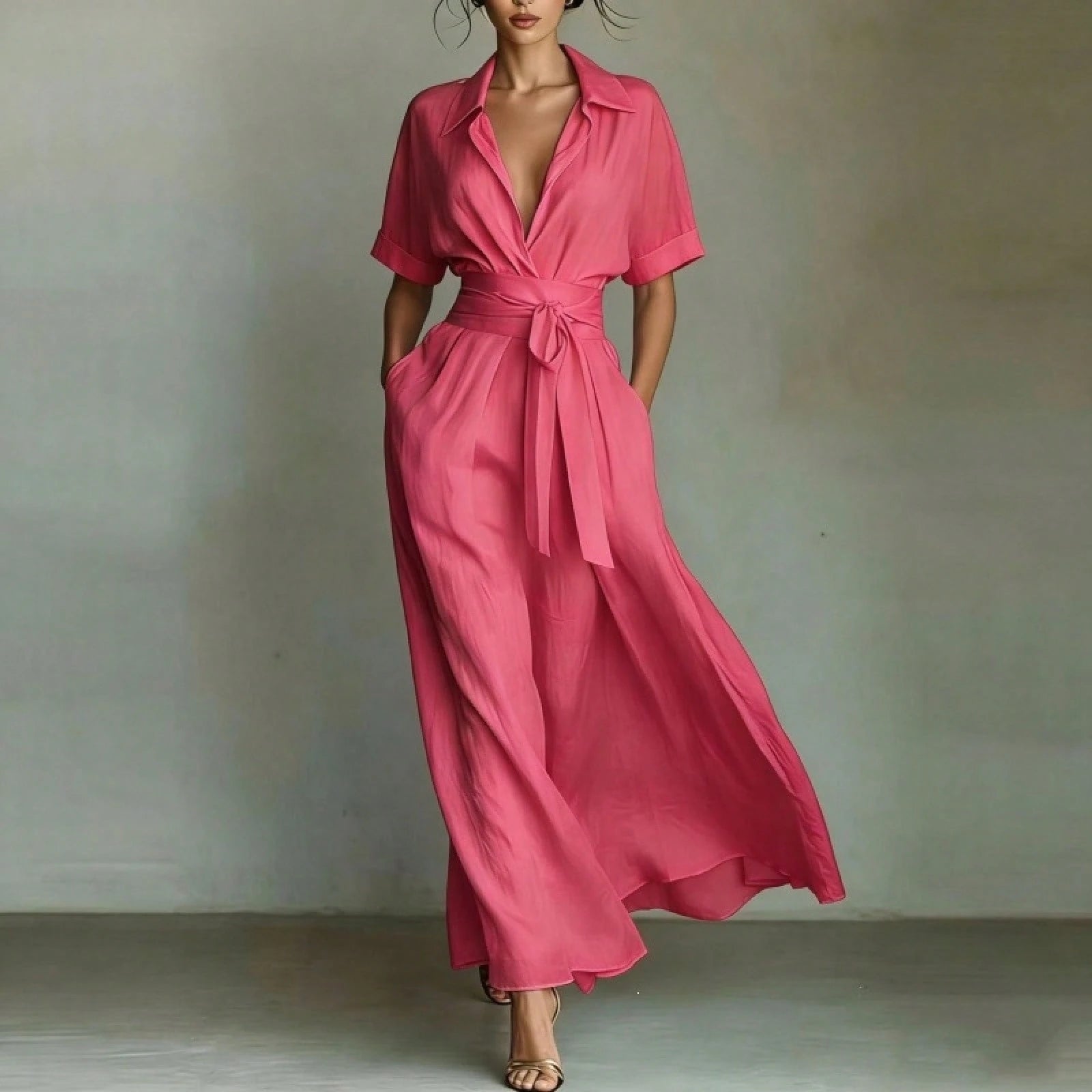 Elegant French Vacation Style Maxi Dress Women 2026 Chic Retro Slim Fit Holiday Dress