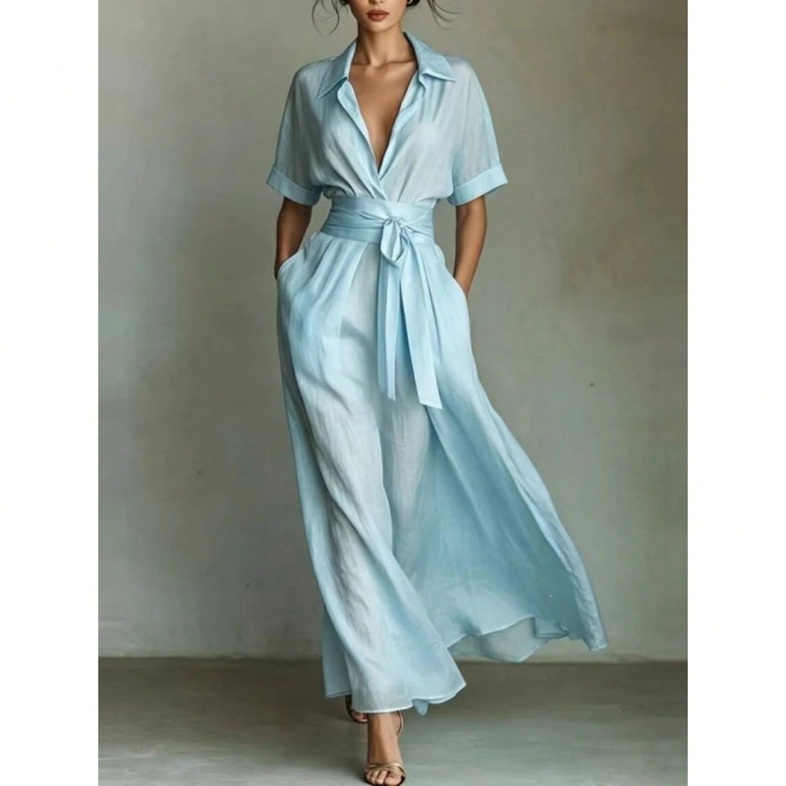 Elegant French Vacation Style Maxi Dress Women 2026 Chic Retro Slim Fit Holiday Dress