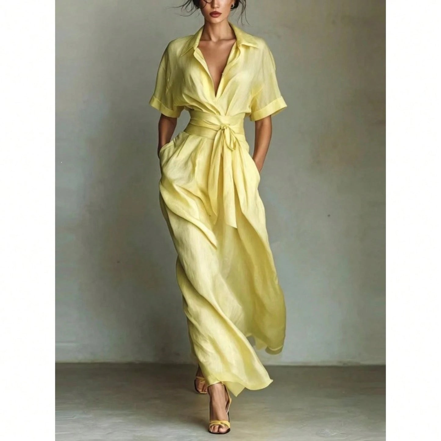 Elegant French Vacation Style Maxi Dress Women 2026 Chic Retro Slim Fit Holiday Dress