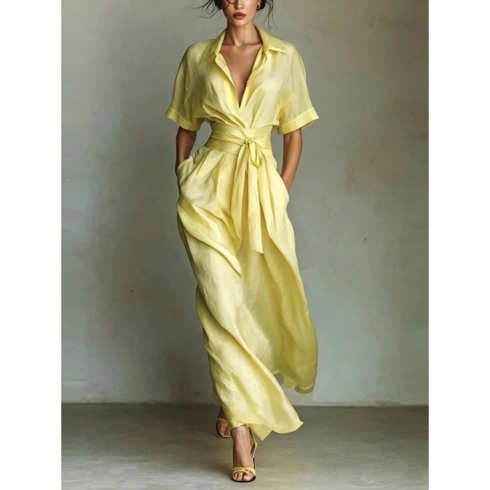 Elegant French Vacation Style Maxi Dress Women 2026 Chic Retro Slim Fit Holiday Dress