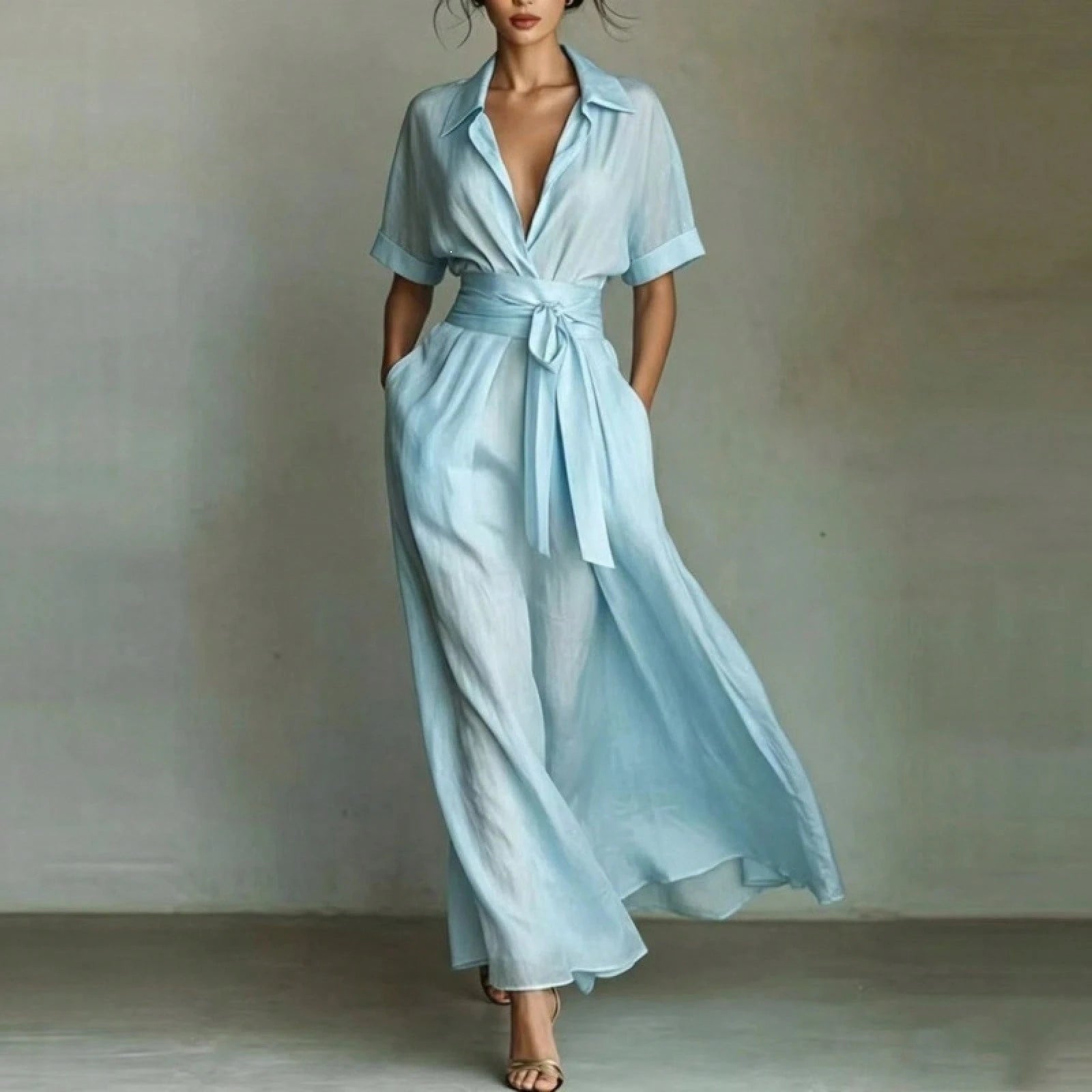 Elegant French Vacation Style Maxi Dress Women 2026 Chic Retro Slim Fit Holiday Dress