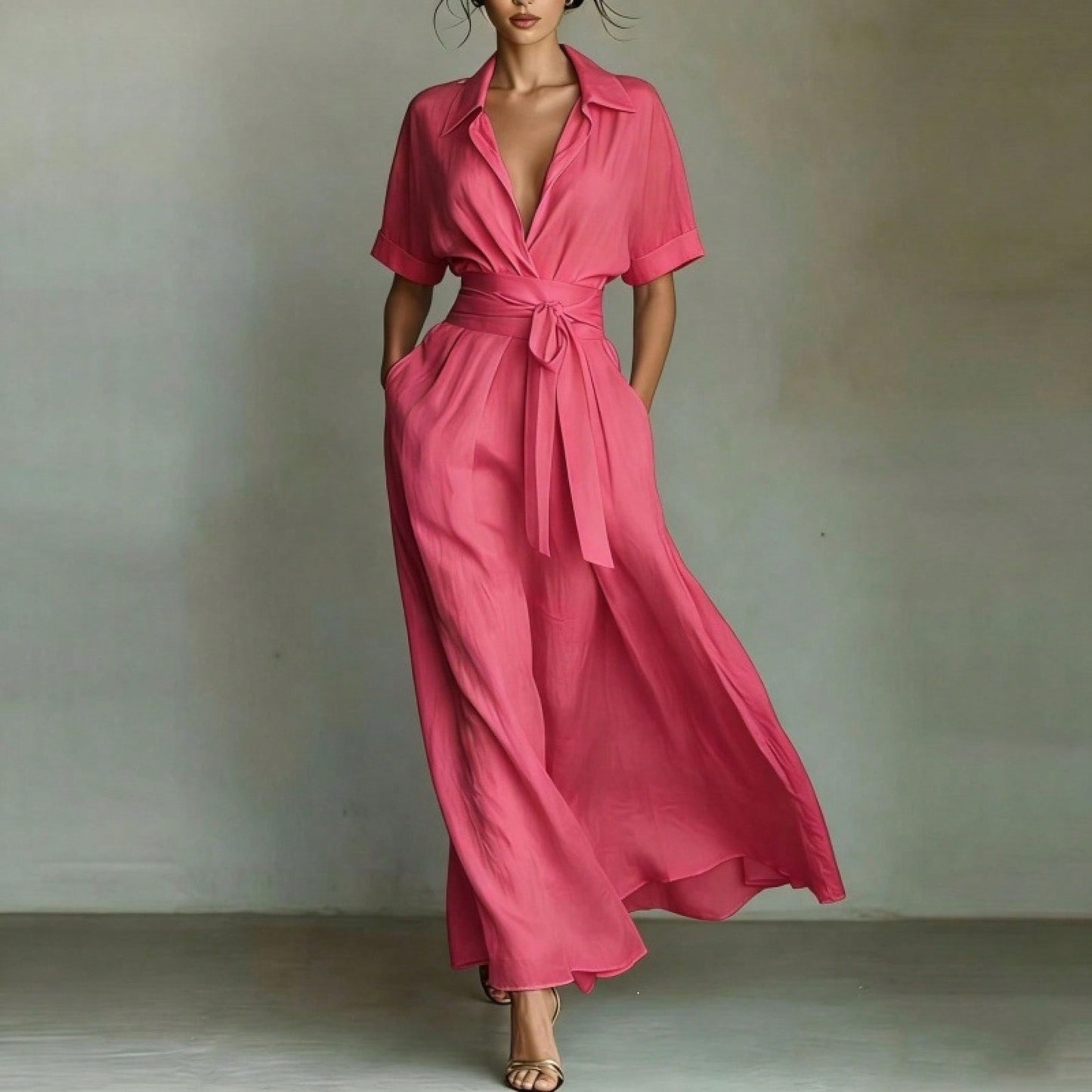 Elegant French Vacation Style Maxi Dress Women 2026 Chic Retro Slim Fit Holiday Dress