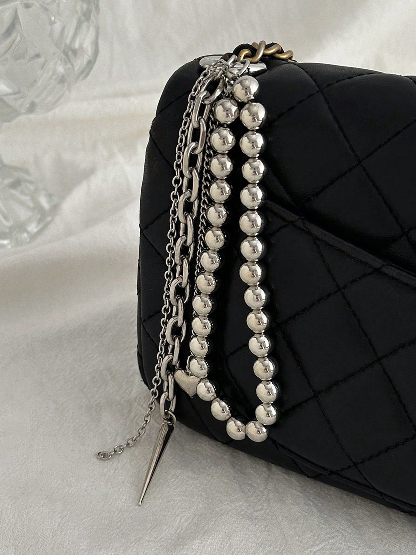 Elegant Metal Faux Pearl Beaded Keychain With Heart Tassel Decor, Jewelry Accessory, Personalized Gift, Funny Gift, Gift For Boyfriend, Phone Charm