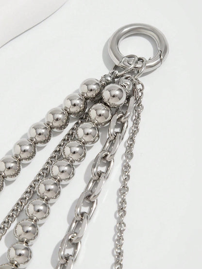 Elegant Metal Faux Pearl Beaded Keychain With Heart Tassel Decor, Jewelry Accessory, Personalized Gift, Funny Gift, Gift For Boyfriend, Phone Charm