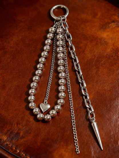 Elegant Metal Faux Pearl Beaded Keychain With Heart Tassel Decor, Jewelry Accessory, Personalized Gift, Funny Gift, Gift For Boyfriend, Phone Charm