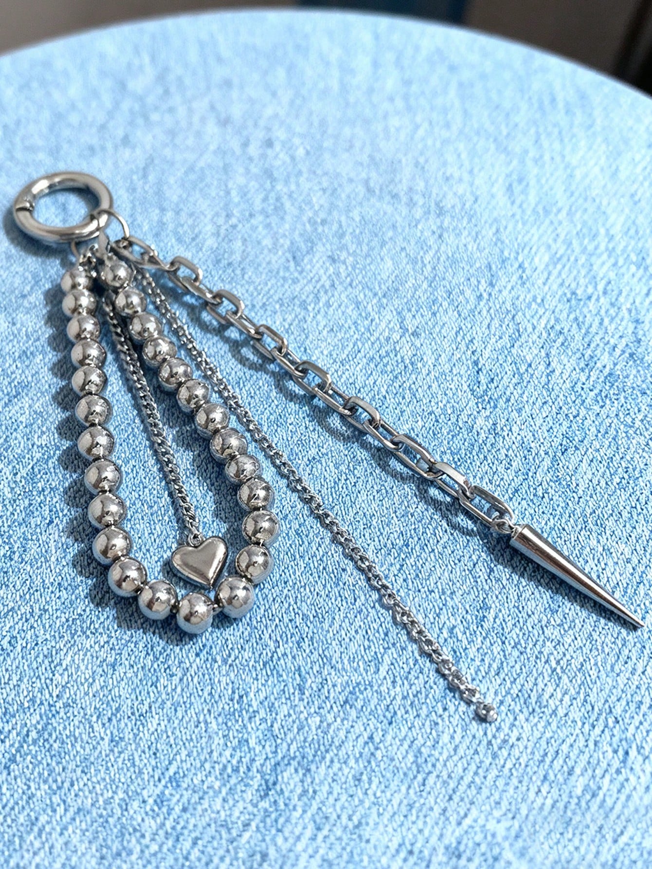 Elegant Metal Faux Pearl Beaded Keychain With Heart Tassel Decor, Jewelry Accessory, Personalized Gift, Funny Gift, Gift For Boyfriend, Phone Charm