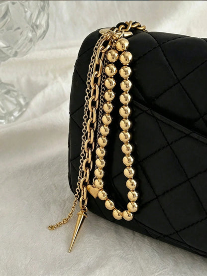 Elegant Metal Faux Pearl Beaded Keychain With Heart Tassel Decor, Jewelry Accessory, Personalized Gift, Funny Gift, Gift For Boyfriend, Phone Charm